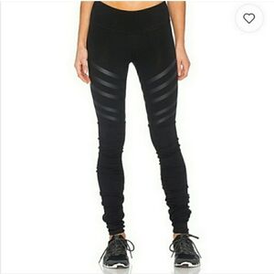Alo Yoga Goddess Black Leggings Women M Elastic Waist Pull On Logo Activewear